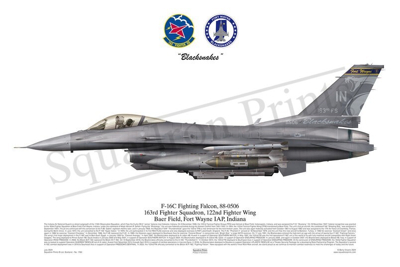 163 FS, F-16C Fighting Falcon print