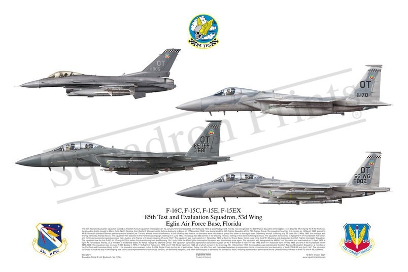 85 TES F-16C, F-15C, F-15E and F-15EX print