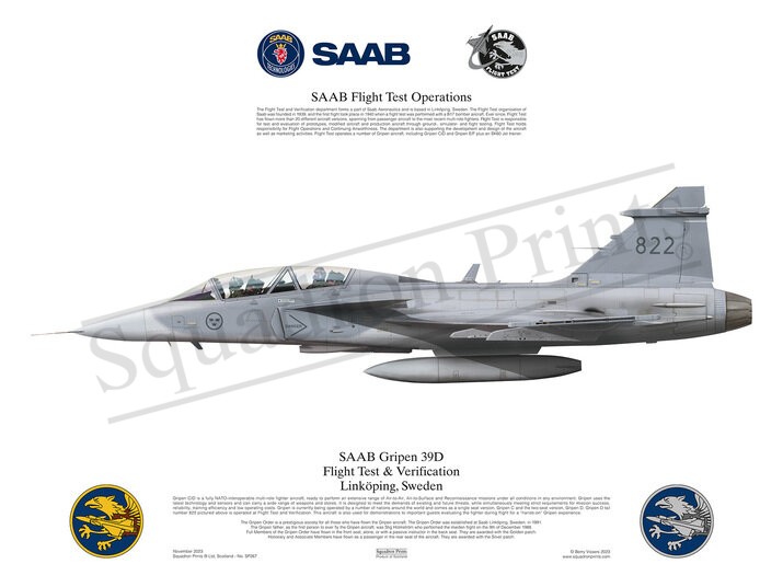 Gripen Flight Test Operations, SAAB Gripen 39D print