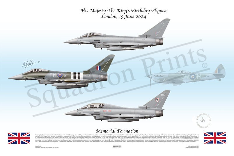 SIGNED King's Birthday Flypast 2024, Memorial Formation 