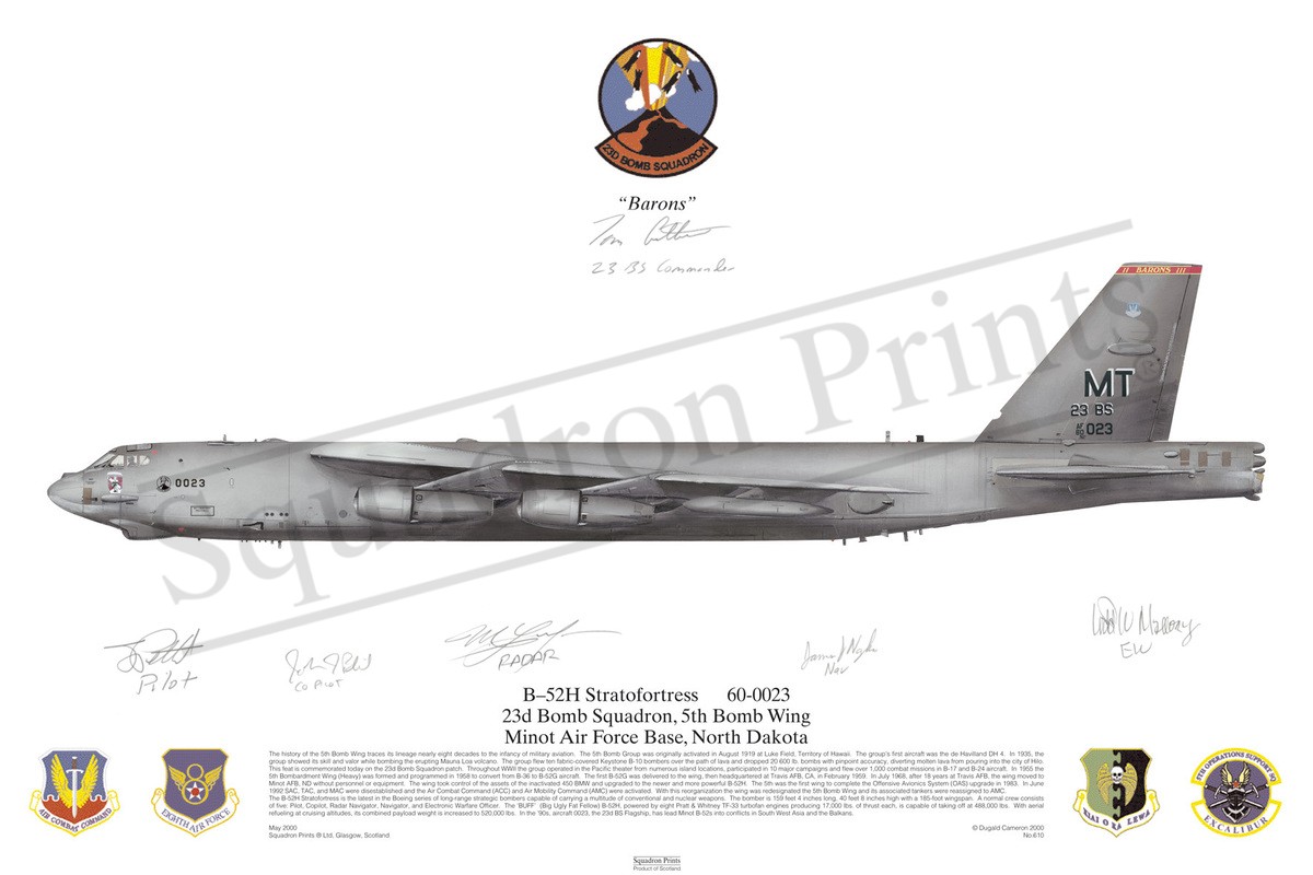 SALE B-52H Stratofortress Signed - Signed Print | Squadron Prints