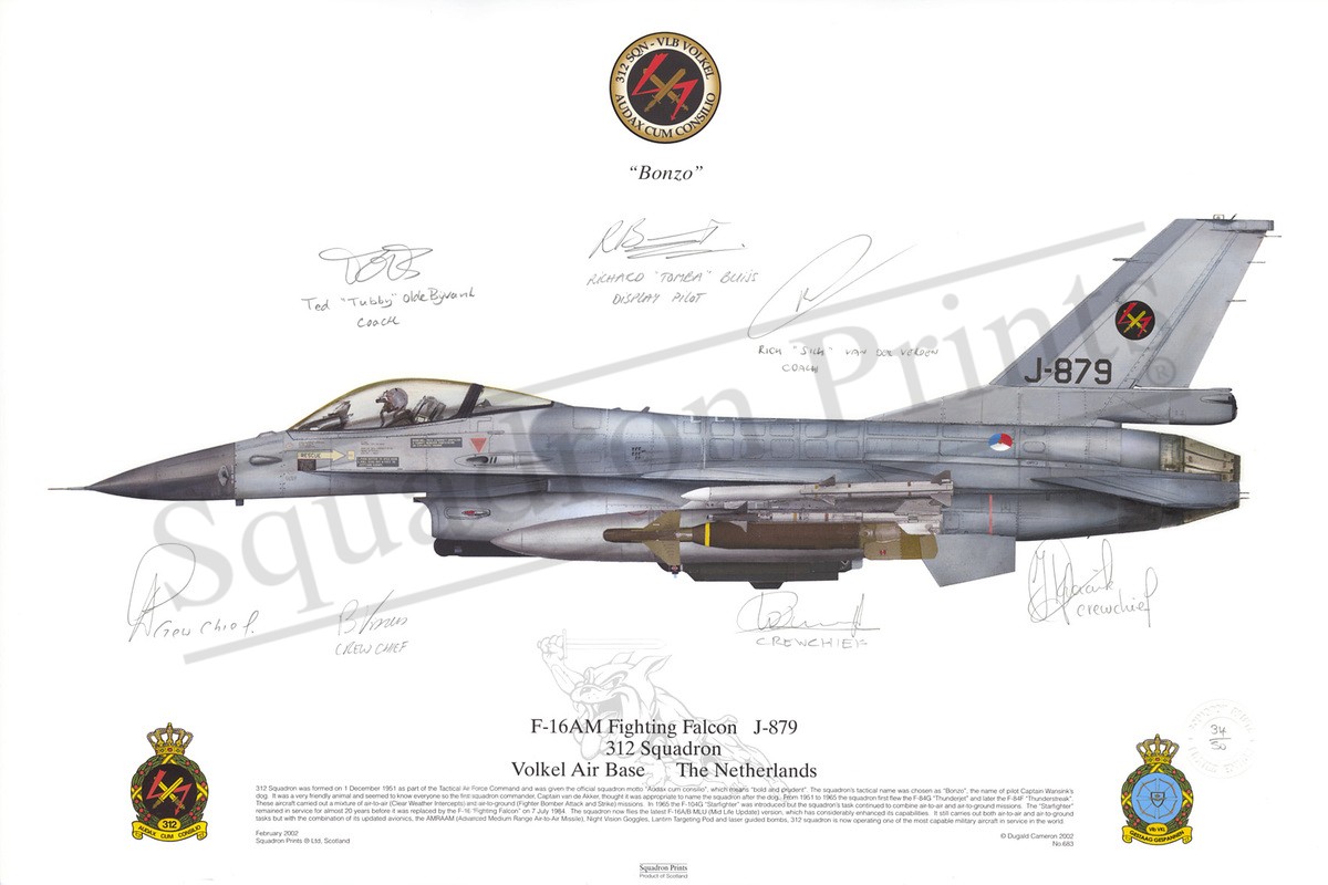 SALE F-16AM Fighting Falcon Signed Display Print - Signed Print ...