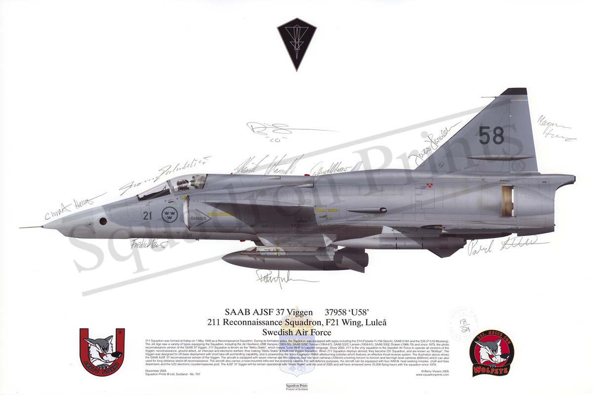 AJSF 37 Viggen - Signed Print | Squadron Prints