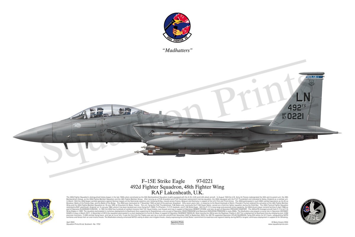 492 FS, F-15E Strike Eagle print - Print | Squadron Prints