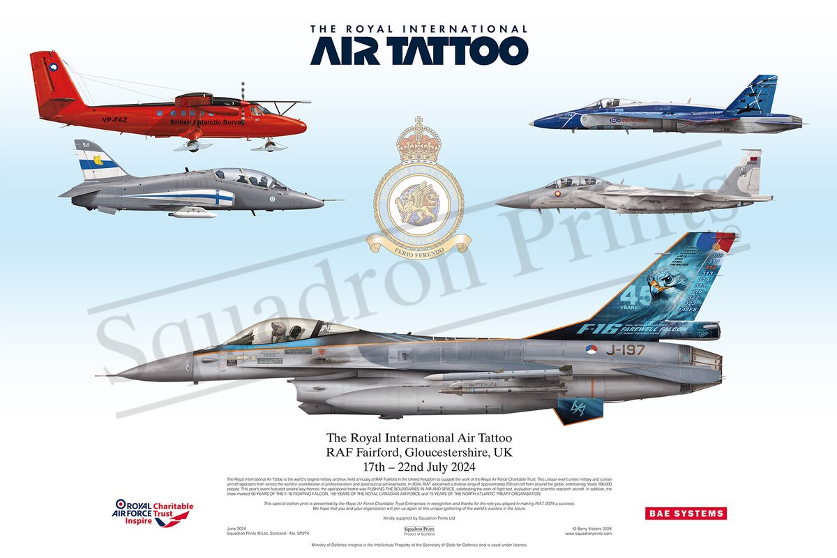 RIAT 2024 Print DHC6, Hawk, CF188, F15QA, F16AM Print Squadron