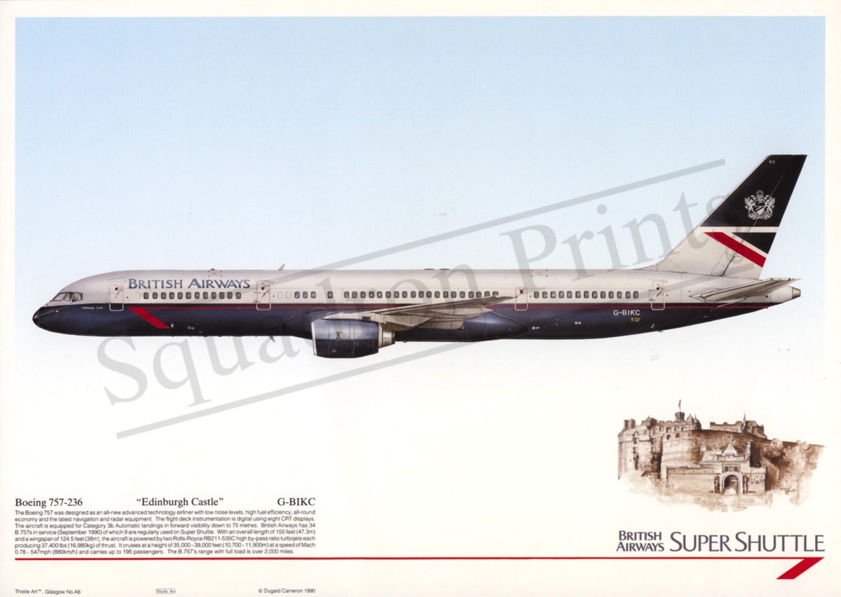 Small British Airways 757 Print - Print | Squadron Prints